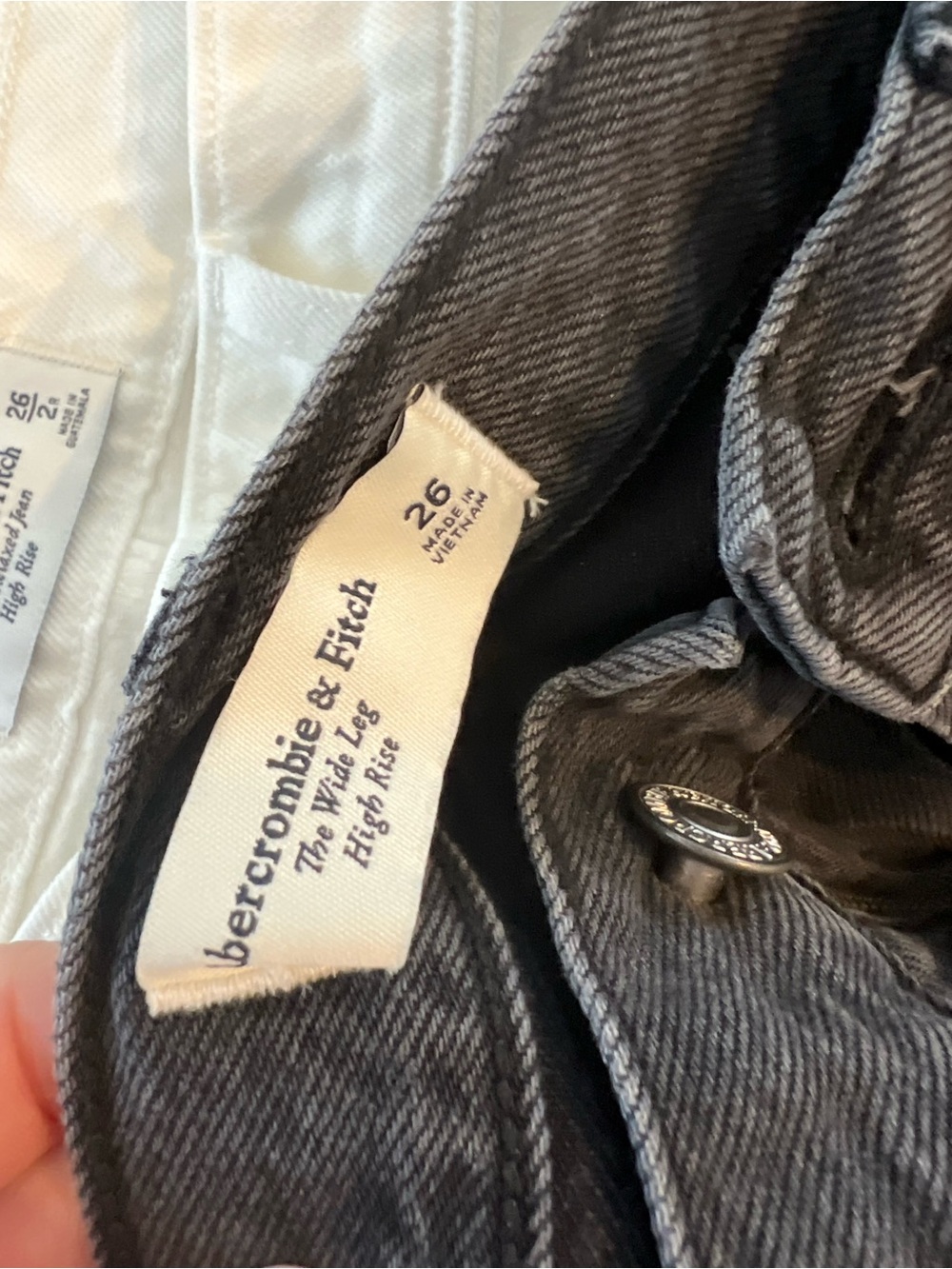 Abercrombie & Fitch Charcoal High-Rise Wide Leg Jeans - Picture 4 of 5